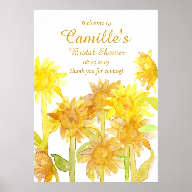 Póster Bienvenida a la despedida de soltera con girasoles (Frente)