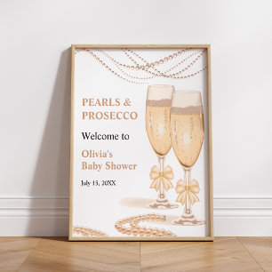 Póster Bienvenida a la Despedida de Soltera con Perlas y