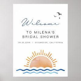 Póster Bienvenida a la despedida de soltera en la playa d