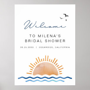 Póster Bienvenida a la despedida de soltera en la playa d