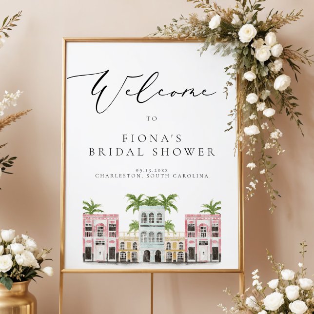 Póster Bienvenida a la despedida de soltera FIONA Charles (Charleston Inspired Bridal Shower Welcome Sign)