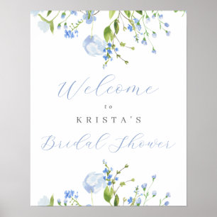 Póster Bienvenida a la Despedida de Soltera Floral Azul C