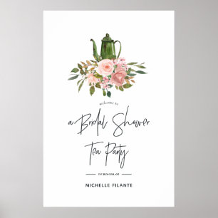 Póster Bienvenida a la despedida de soltera floral en ros