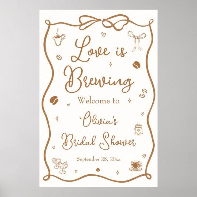 Póster Bienvenida a la Despedida de Soltera Love is Brewi (Frente)