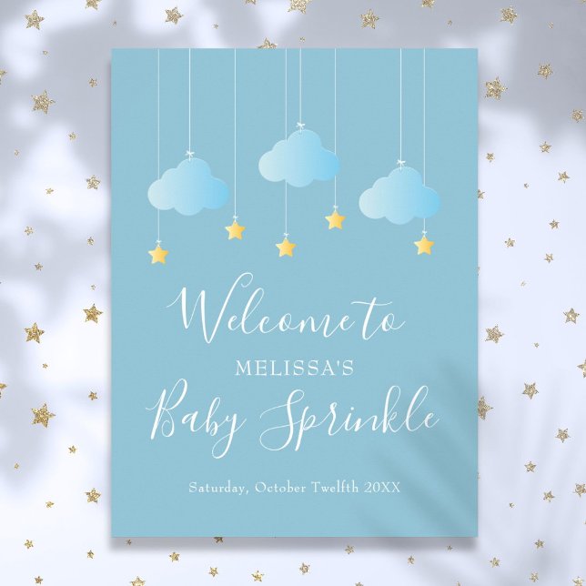 Póster Bienvenida a la ducha con efecto rociador (Twinkle Sprinkle Baby Sprinkle Shower Welcome Poster)