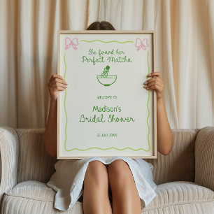 Póster Bienvenida a la ducha con la mano de Matcha dibuja