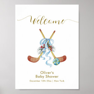 Póster Bienvenida a la ducha de bebé All Star de Hockey d