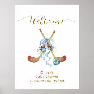 Póster Bienvenida a la ducha de bebé All Star de Hockey d