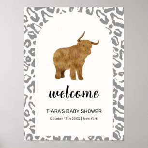Póster Bienvenida a la ducha de bebé Black Boho Holy Cow 