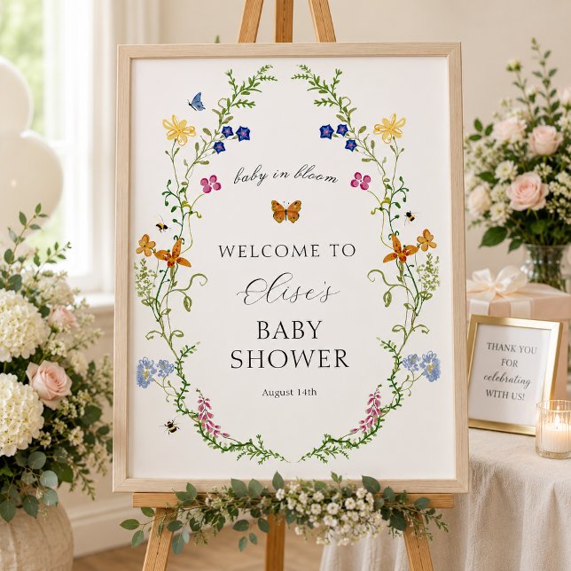 Póster Bienvenida a la ducha de bebé caprichosa Wildflowe (Subido por el creador)