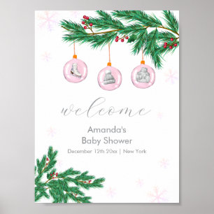 Póster Bienvenida a la ducha de bebé con adornos de ropa 