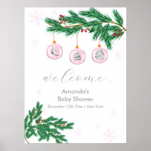 Póster Bienvenida a la ducha de bebé con adornos de ropa