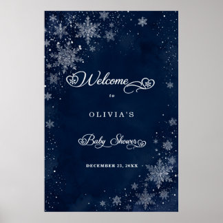 Póster Bienvenida a la ducha de bebé Copos de Nieve de Me