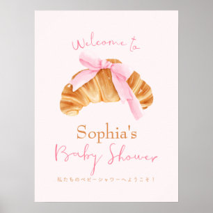 Póster Bienvenida a la ducha de bebé Croissant con bollo