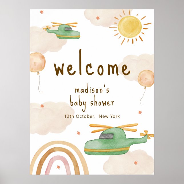 Póster Bienvenida a la ducha de bebé de aventura boho en  (Frente)