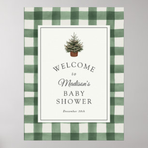Póster Bienvenida a la ducha de bebé de hoja perenne de i