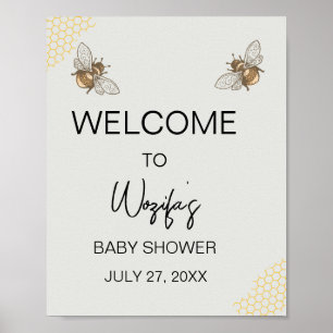 Póster Bienvenida a la ducha de bebé de la abeja de miel