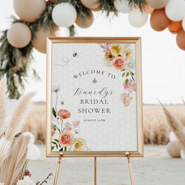 Póster Bienvenida a la ducha de bebé floral Bride to Bee (Subido por el creador)