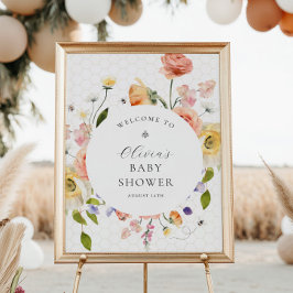 Póster Bienvenida a la ducha de bebé floral Mommy to Bee