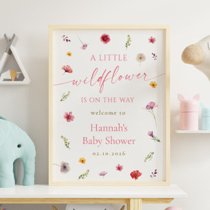 Póster Bienvenida a la ducha de bebé Little Wildflower