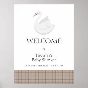 Póster Bienvenida a la ducha de bebé niño con estampado d