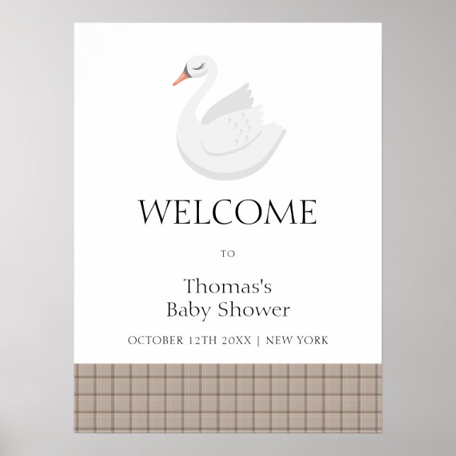 Póster Bienvenida a la ducha de bebé niño con estampado d (Frente)