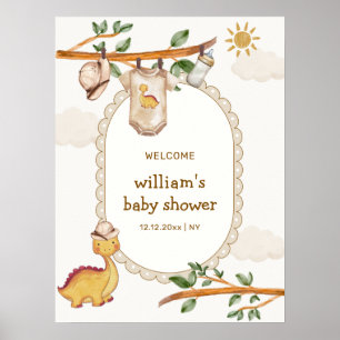 Póster Bienvenida a la ducha de bebé Niño Ropa de Jungle 