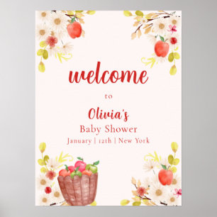 Póster Bienvenida a la ducha de bebé Otoño Manzana