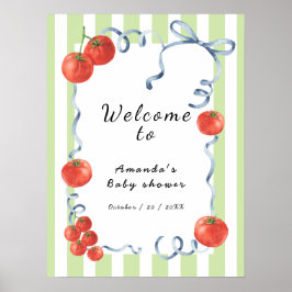 Póster Bienvenida a la ducha de bebé Tomate acuarela