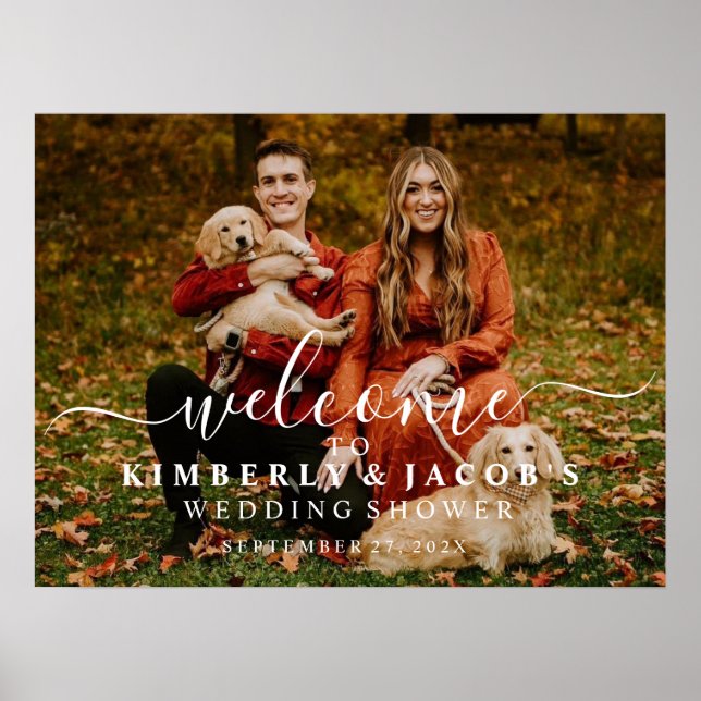 Póster Bienvenida a la ducha de boda, foto de bienvenida  (Frente)