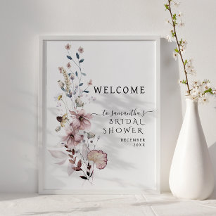 Póster Bienvenida a la ducha de flores silvestres