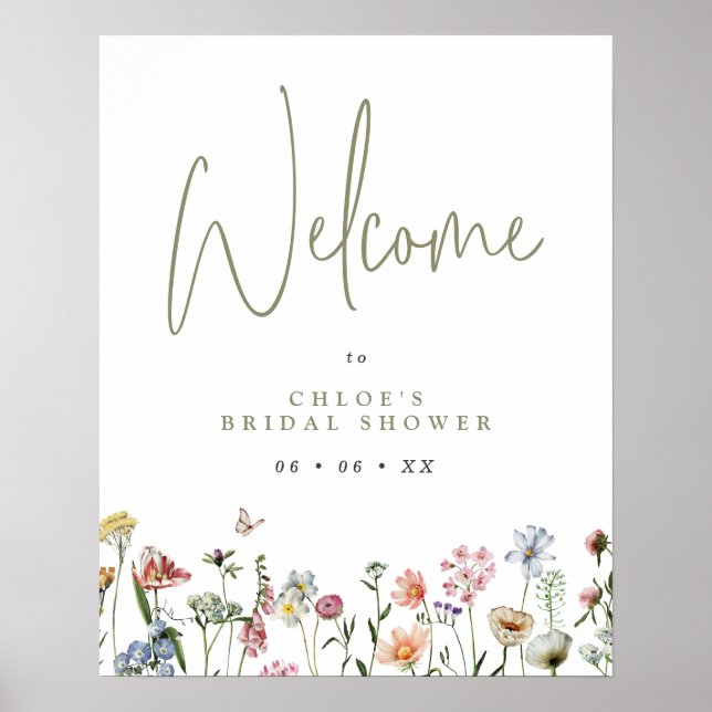 Póster Bienvenida a la ducha de flores silvestres (Frente)