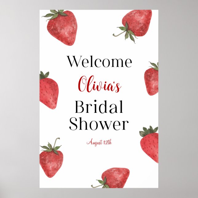 Póster Bienvenida a la ducha de fresa de novias (Frente)