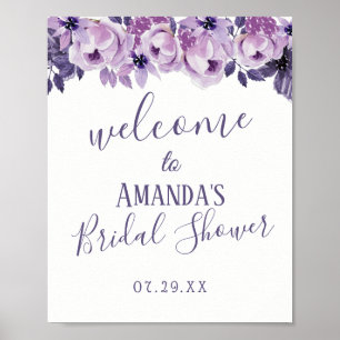 Póster Bienvenida a la ducha de la novia acuática morada 