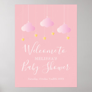 Póster Bienvenida a la ducha de la pequeña niña rosa Twin