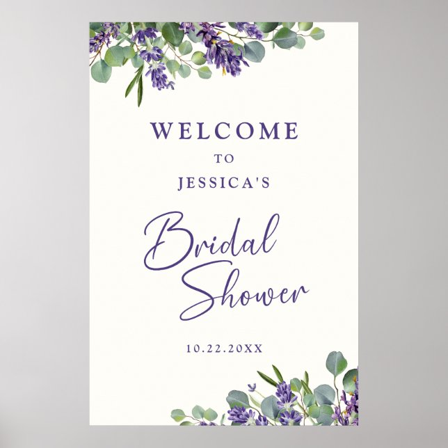 Póster Bienvenida a la ducha de novia acuarela (Frente)