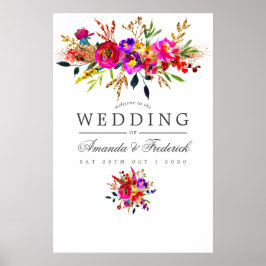 Póster Bienvenida a la ducha de novia acuarela floral