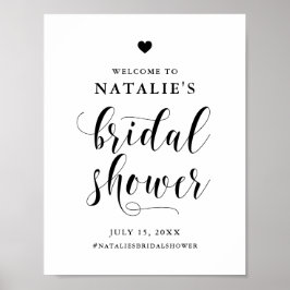Póster Bienvenida a la ducha de novia Black Bold Script