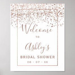 Póster Bienvenida a la ducha de novia blanca con confeti 