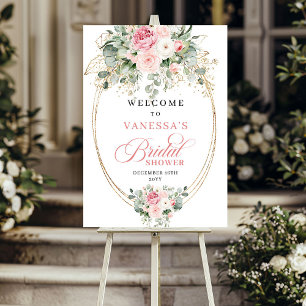 Póster Bienvenida a la Ducha de Novia Chic Blush Floral D