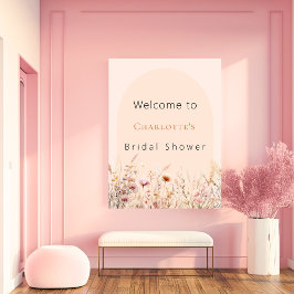 Póster Bienvenida a la ducha de novia con arco de durazno