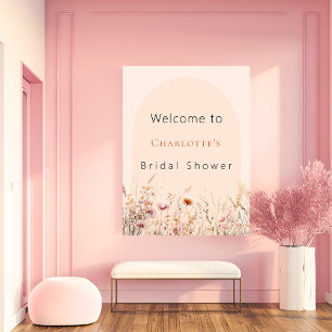 Póster Bienvenida a la ducha de novia con arco de durazno