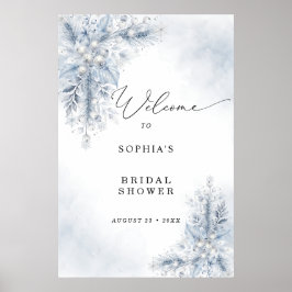 Póster Bienvenida a la ducha de novia con bayas blancas c