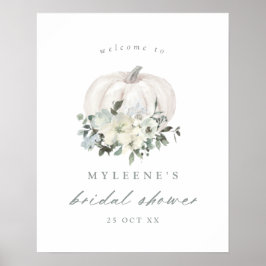 Póster Bienvenida a la ducha de novia con calabaza blanca