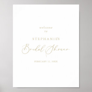 Póster Bienvenida a la ducha de novia con caligrafía idíl