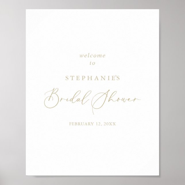Póster Bienvenida a la ducha de novia con caligrafía idíl (Frente)