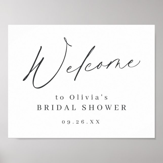 Póster Bienvenida a la ducha de novia con escritura moder (Frente)