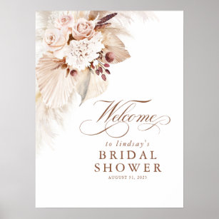 Póster Bienvenida a la ducha de novia con flores blandas 