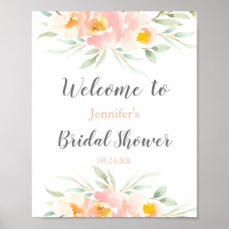 Póster Bienvenida a la ducha de novia con flores rusas