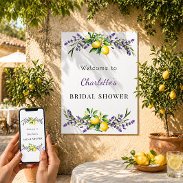 Póster Bienvenida a la ducha de novia con lavanda y limon
